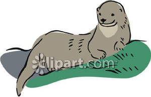 Cute Smiling Otter   Royalty Free Clipart Picture