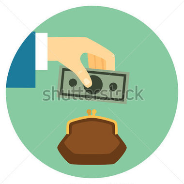 Flat Style Icon  Hand Puts Bill In Wallet  Vector Eps10 Illustration