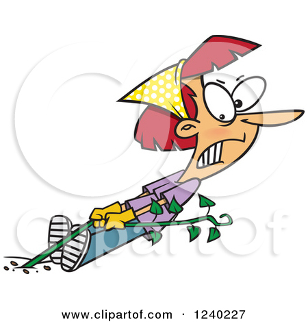 Group Pulling Weeds Clipart