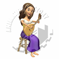 Gypsy Woman Playing Guitar And Singing Animated Clipart