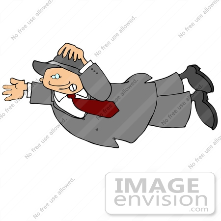 Man Flying Or Being Blown In The Wind Clipart    14091 By Djart    