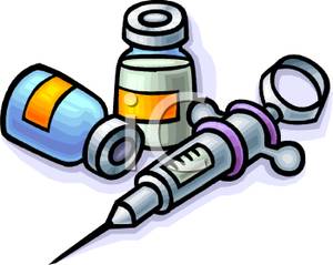 Medicine Bottles And A Syringe Needle   Royalty Free Clipart Picture