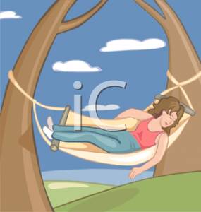 Of A Woman Sleeping In A Hammock   Royalty Free Clipart Picture