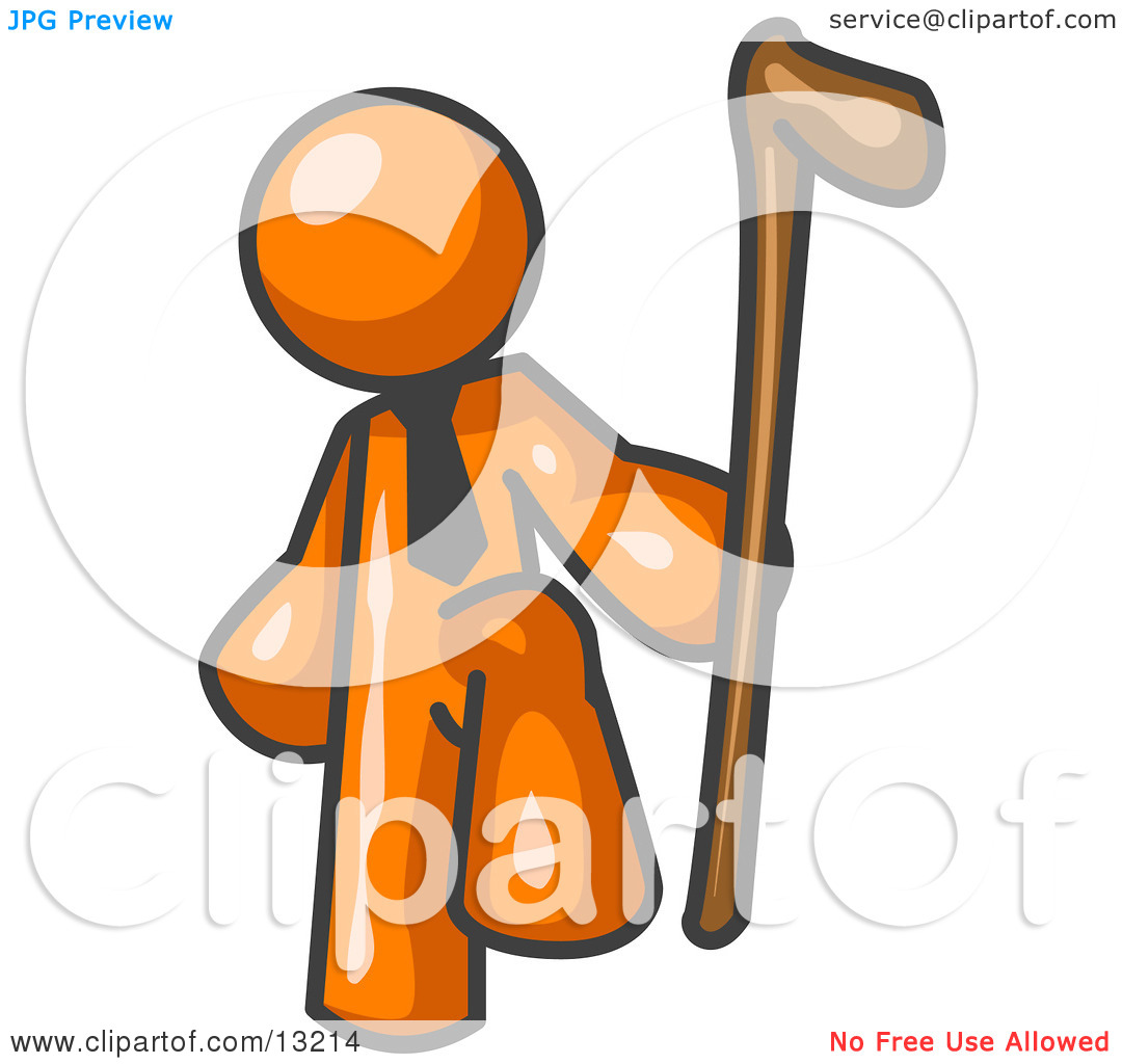 Orange Man Holding A Cane Clipart Illustration By Leo Blanchette