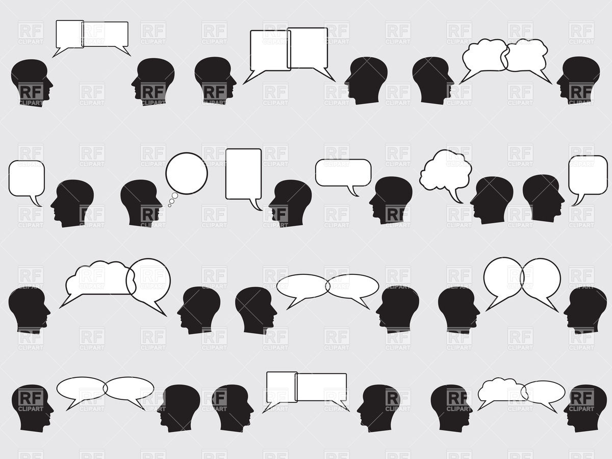 People Talking   Simple Head Silhouettes Download Royalty Free Vector