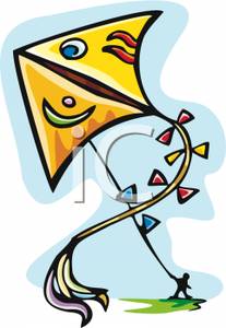 Person Flying A Kite   Royalty Free Clipart Picture