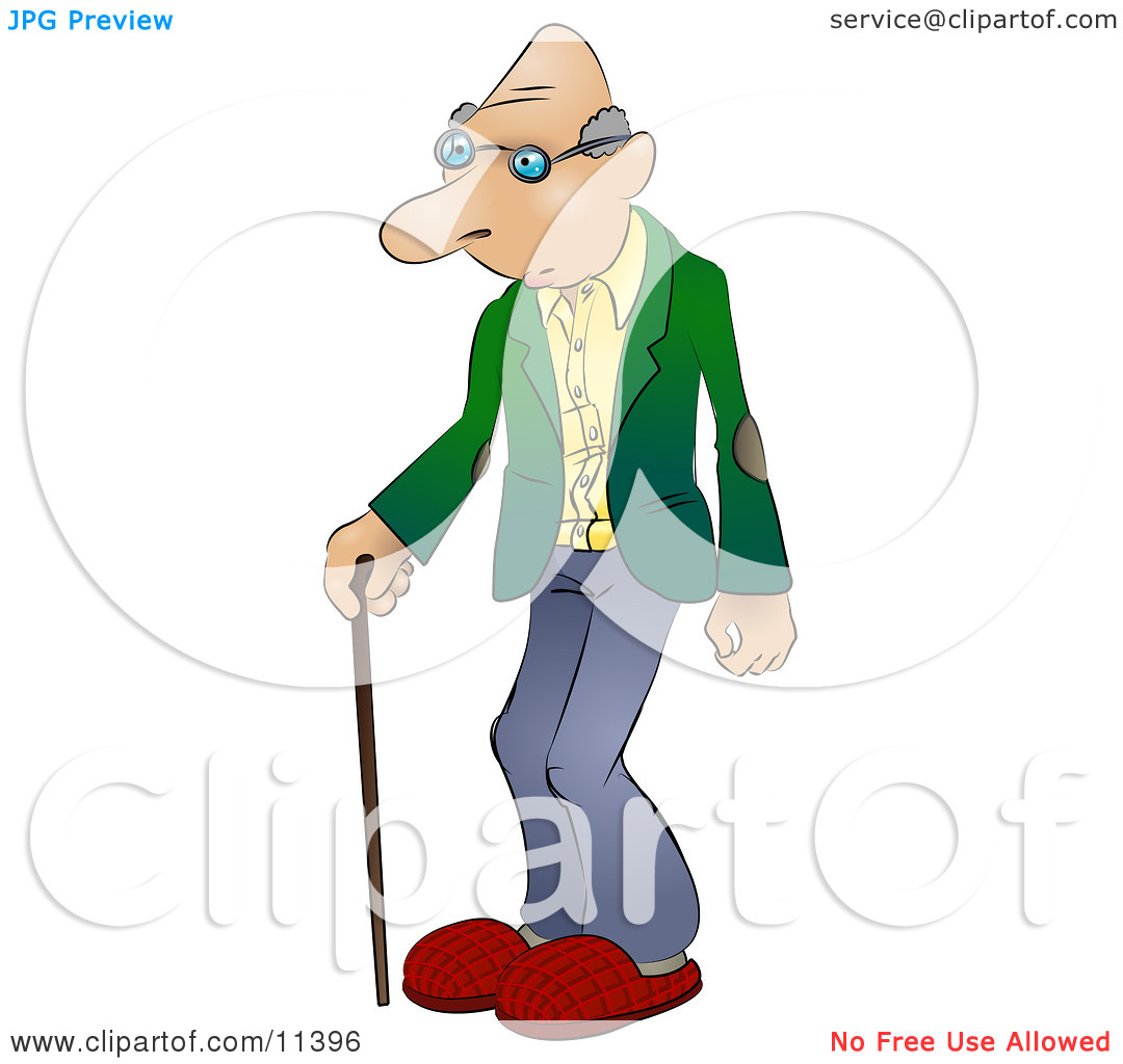 Senior Man Using A Cane Clipart Illustration By Geo Images  11396