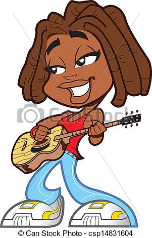 Vector Clipart Of Black Woman Playing Guitar   Black Woman With