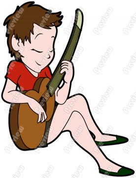 Woman Playing Acoustic Guitar Character Clip Art   Royalty Free    