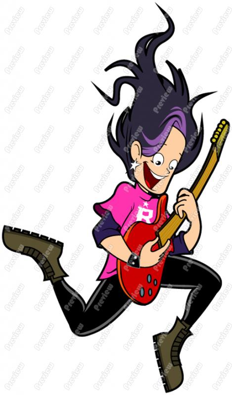 Woman Playing Electric Guitar Character Clip Art   Royalty Free    