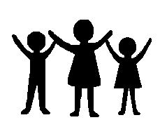 Black Silhouettes Of Family Members Holding Upraised Arms And Family