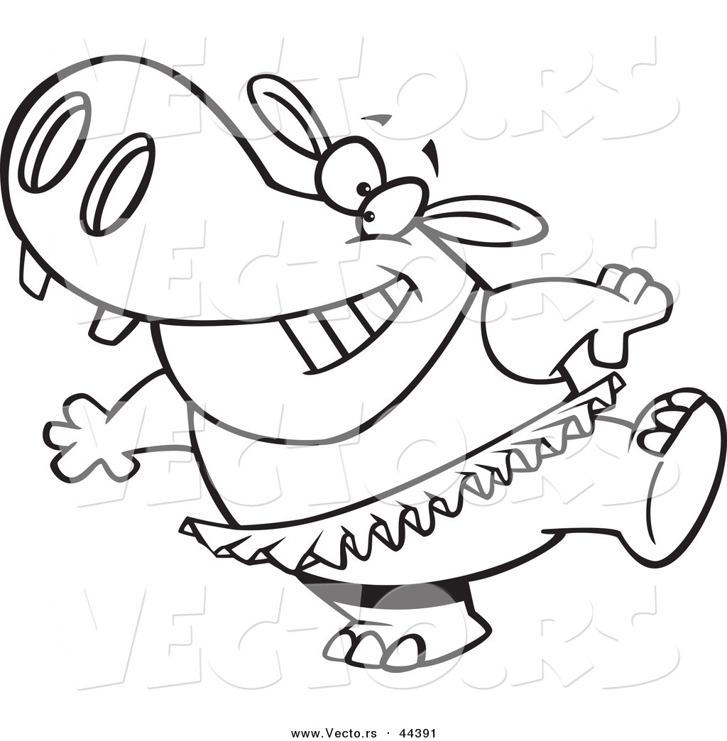 Cartoon Hippo Coloring Pages