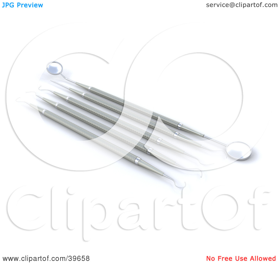 Clipart Illustration Of Organized Silver Dental Tools By Kj Pargeter