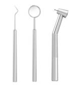 Dental Set  Mirror Probe And Drill   Clipart Graphic