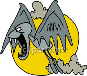 Funny Cartoon Bat With Fangs Royalty Free Clipart Picture   Black Cat    