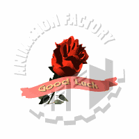Good Luck Banner With Rose Animated Clipart