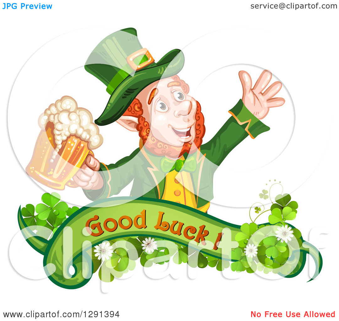Good Luck Banner With Shamrocks   Royalty Free Vector Illustration By