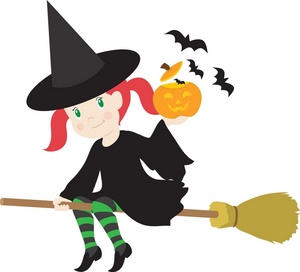 Halloween Clipart Image  Clipart Illustration Of Little Witch Riding A