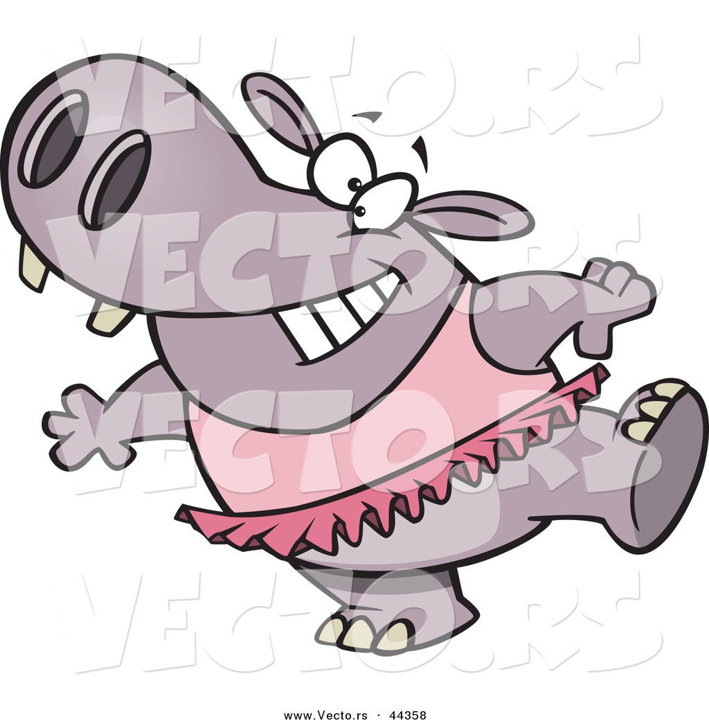 Hippo In A Pink Tutu Happy Cartoon Ballet Hippo In A Tutu Coloring