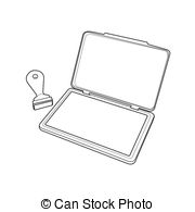 Ink Pad With Rubber Stamp Outline   Image Of Ink Pad With