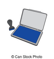 Ink Pad With Rubber Stamp Vector   Image Of Ink Pad With