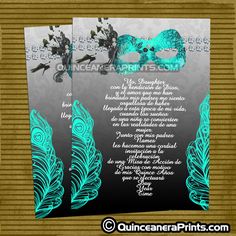 Like The Peacock Clipart On This One Aqua Masquerade Invitations