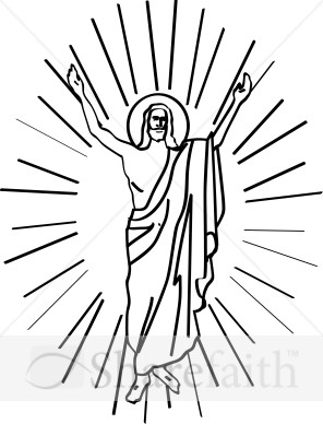Line Drawn Risen Christ In Halo   Jesus Clipart