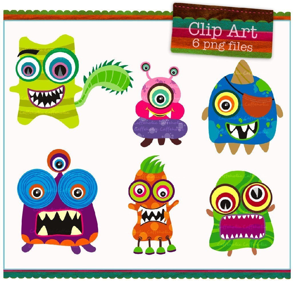 Monsters   Clip Art For Personal And Commercial Use Great For Card