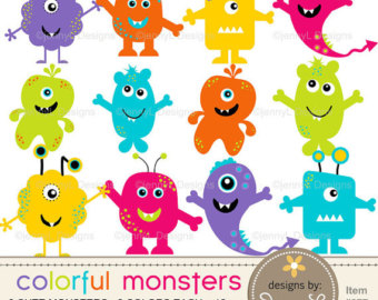 Monsters Cliparts Colorful Cute Funny Silly Monsters For Scrapping