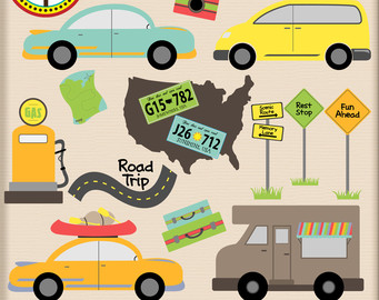Road Trip   Cute Digital Clipart Se T For Personal And Commercial Use