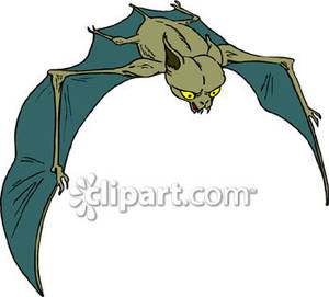 Scary Flying Bat With Fangs Royalty Free Clipart Picture