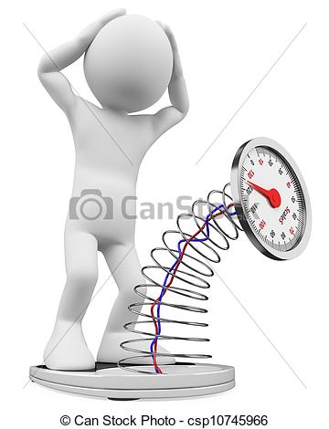 Stock Illustration   3d White People  Overweight Man On Scales   Stock