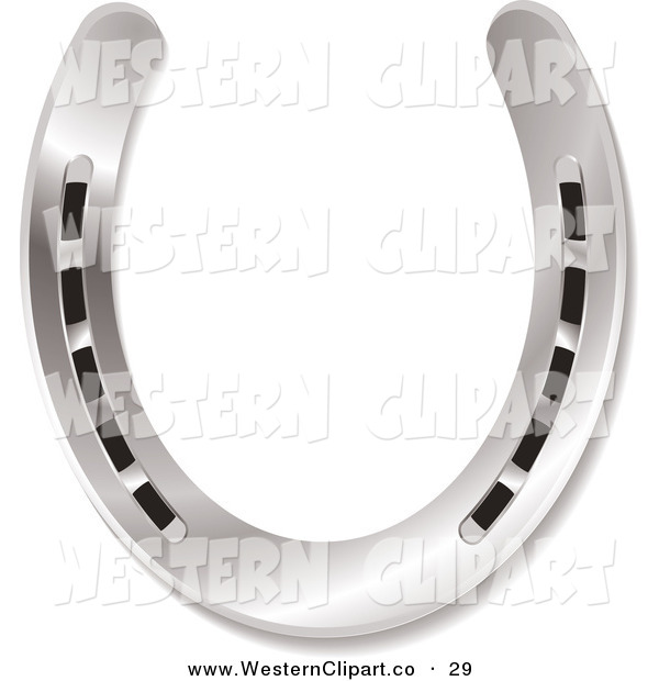 Vector Western Clip Art Of A Shiny New Silver Horseshoe Upside Down By