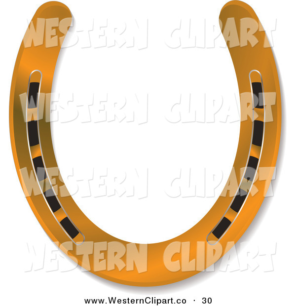 Vector Western Clip Art Of A Shiny New Upside Down Bronze Horseshoe By