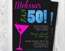 With Mar Tini Glass Glittery Number 50   Diy Printable Invitation