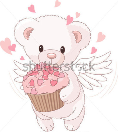 Browse   Holidays   Cute Teddy Bear Angel Bringing The Love Cupcake