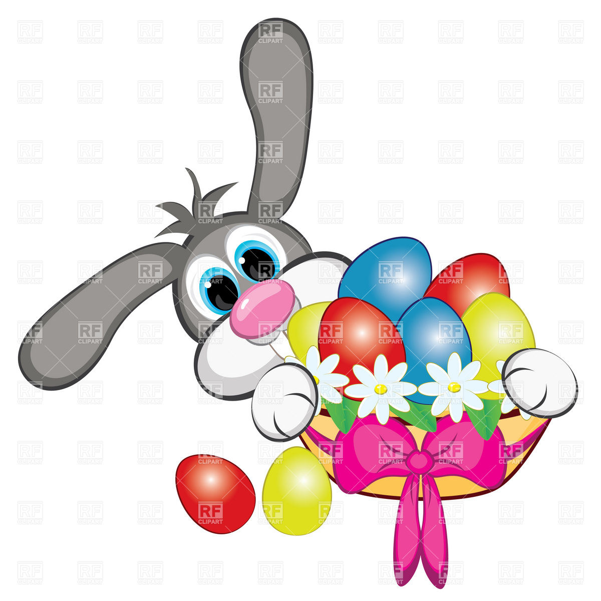 Bunny With Easter Eggs And Basket 7843 Plants And Animals Download    