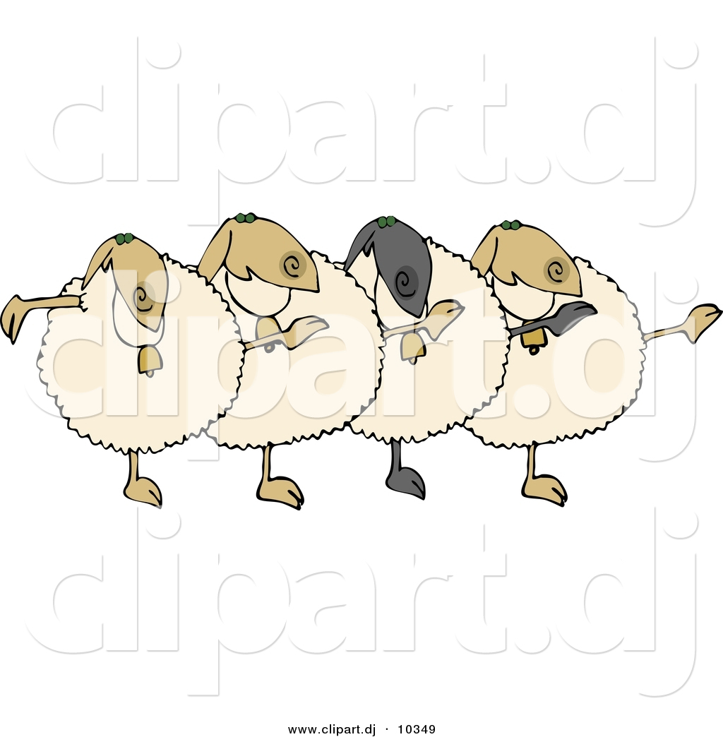 Cartoon Clipart Of A Cartoon Dancing Sheep Chorus By Djart    10349