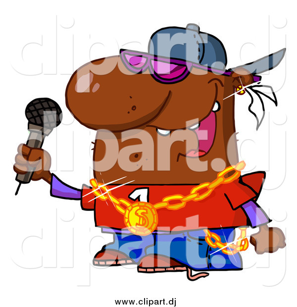 Cartoon Vector Clipart Of A Black Rapper Guy Singing By Hit Toon    