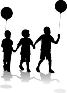 Clip Art Image  Silhouette Of Kids At A Carnival Circus Or Fair    