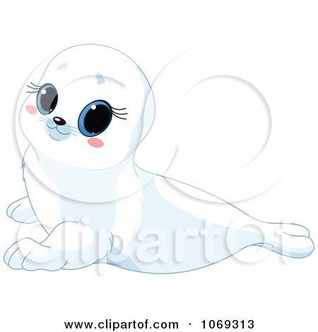 Clipart Cute White Baby Seal   Royalty Free Vector Illustration By