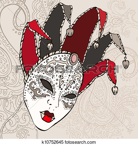Clipart   Hand Drawn Venecian Carnival Mask   Fotosearch   Search Clip    