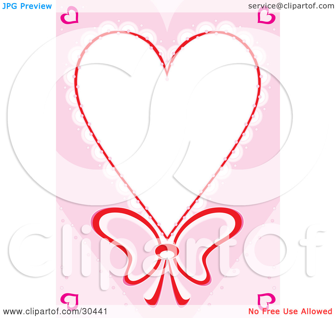 Clipart Illustration Of A Stationery Border Of Lacy Heart With A Bow
