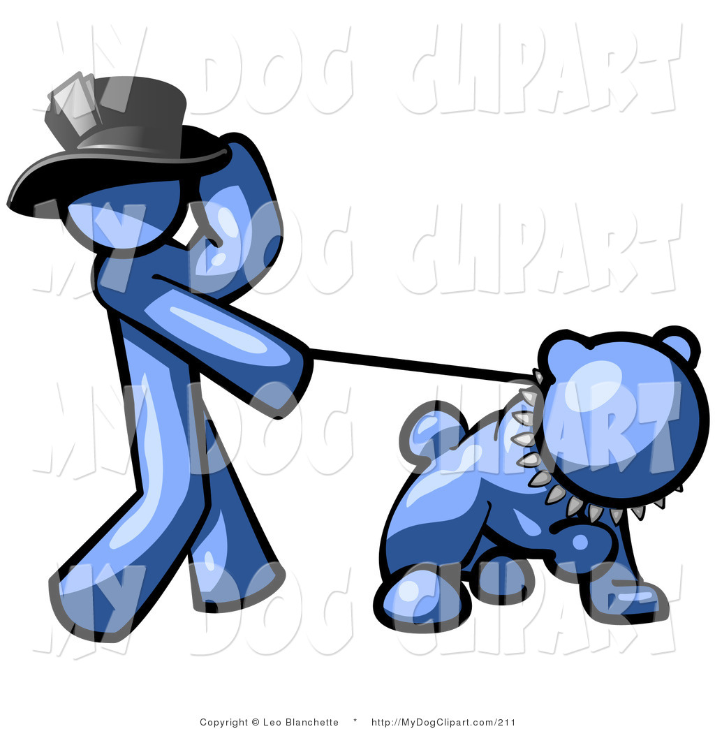 File Name   Clip Art Of A Happy Blue Man Walking A Tough Bulldog On A