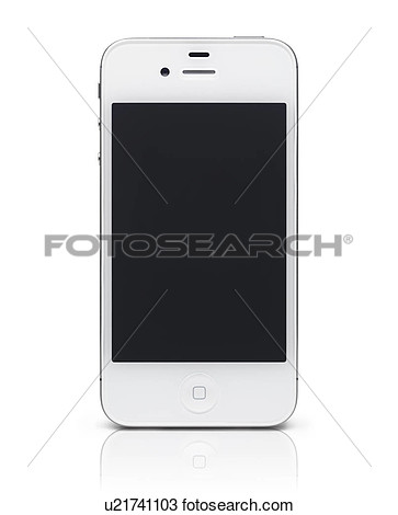 Fotografico   Bianco Iphone 4s Mela Smartphone Con Vuoto Screen