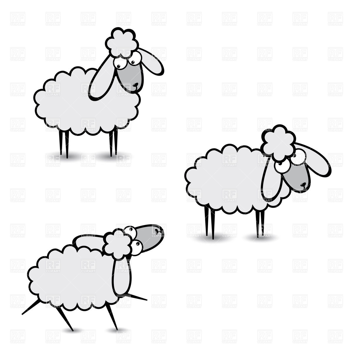 Funny Cartoon Sheep Character Download Royalty Free Vector Clipart    