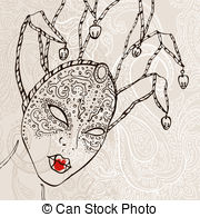 Hand Drawn Venetian Carnival Mask   Hand Drawn Venetian