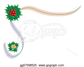 Illustration   Christmas Holly And Bow Border  Clipart Gg57098525