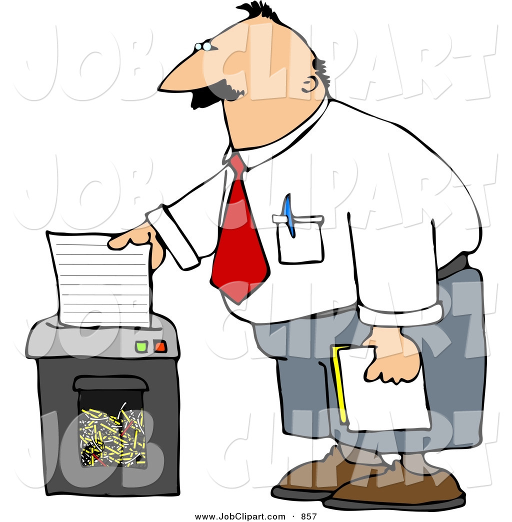 Job Clip Art Of A White Man Shredding Confidential Papers By Dennis    