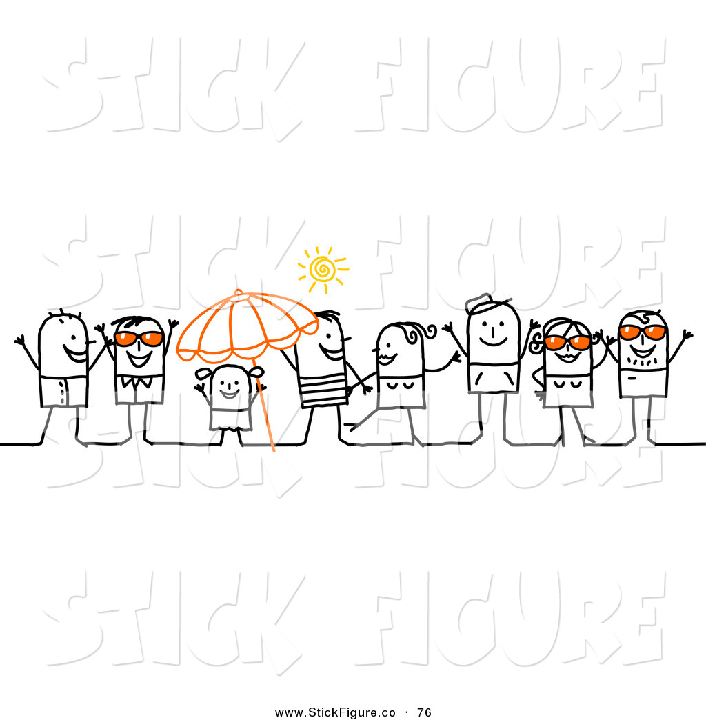 Larger Preview  Clip Art Of A Black And White Outlined Stick People    